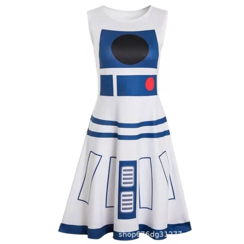 Cosplay SW the Robot R2-D2 Skirt Dress Halloween Party Masquerade Costume