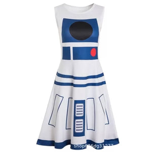 Cosplay SW the Robot R2-D2 Skirt Dress Halloween Party Masquerade Costume