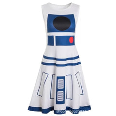 Cosplay SW the Robot R2-D2 Skirt Dress Halloween Party Masquerade Costume
