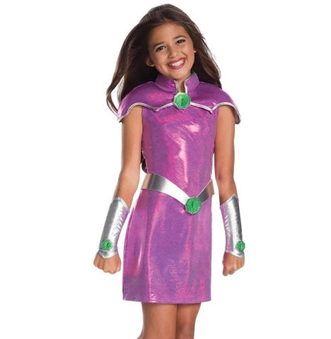 Cosplay Teen Titans Starfire Kids Dress Superhero Princess Koriand'r Girls Suits