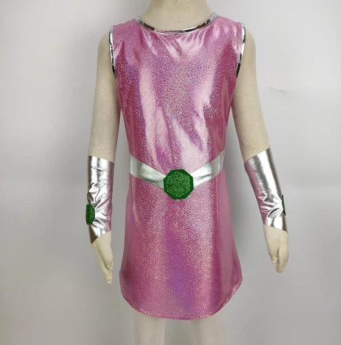 Cosplay Teen Titans Starfire Kids Dress Superhero Princess Koriand'r Girls Suits