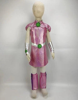 Cosplay Teen Titans Starfire Kids Dress Superhero Princess Koriand'r Girls Suits