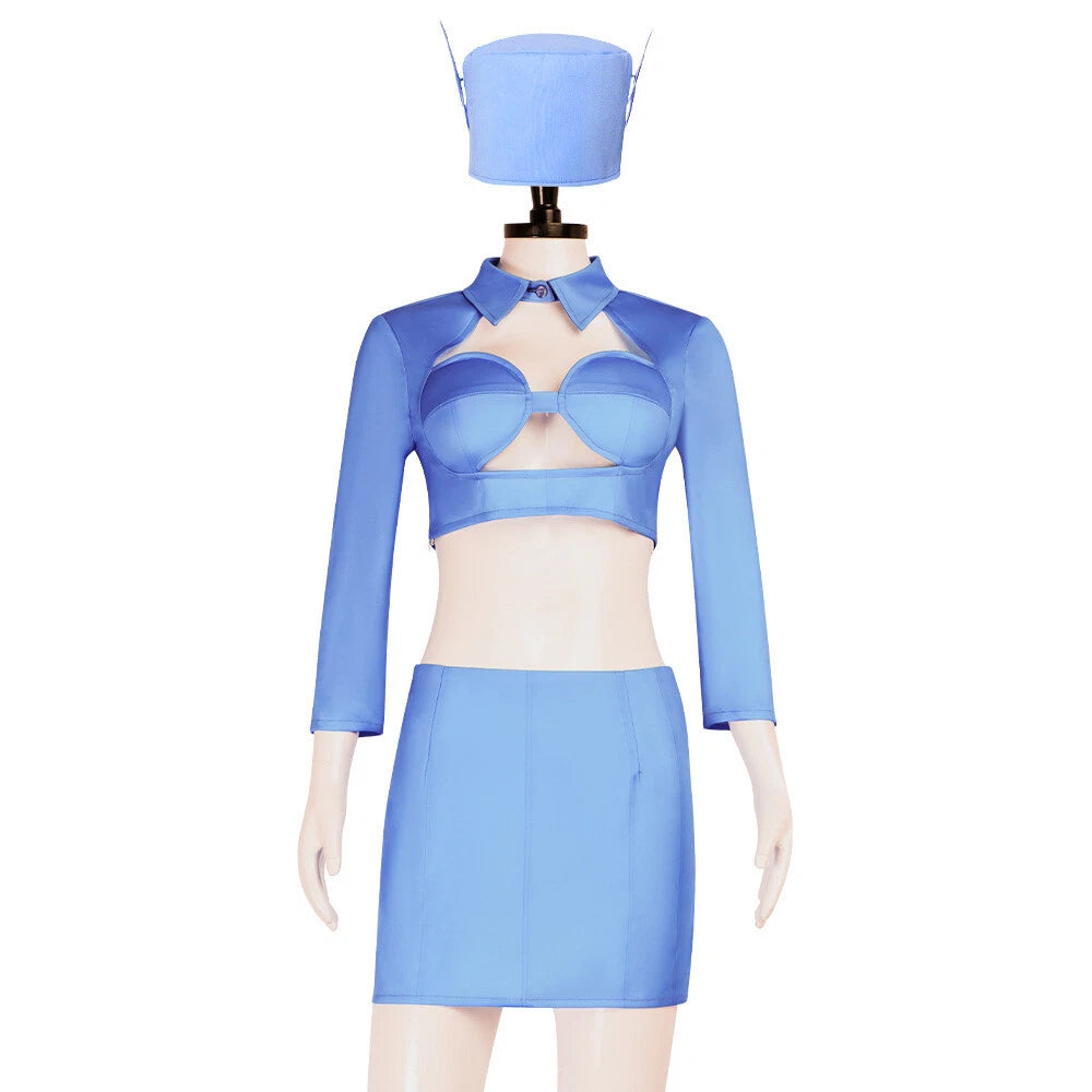 Cosplay The Fifth Element Airline Stewardess Leeloo Uniform Dress Hat Costumes