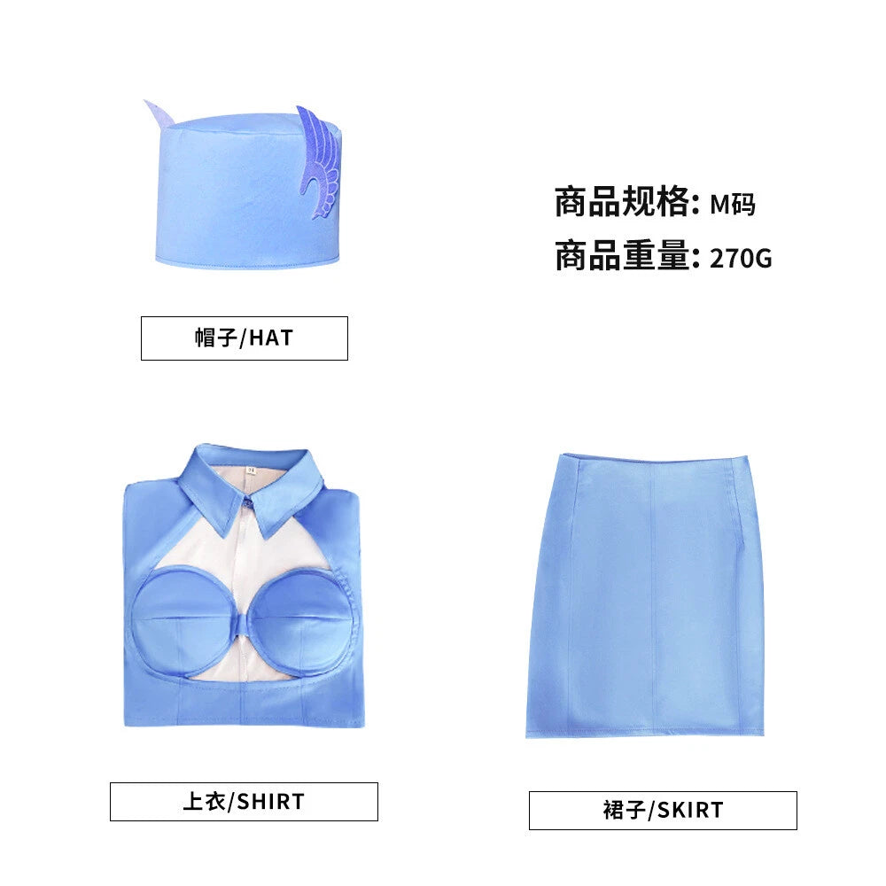 Cosplay The Fifth Element Airline Stewardess Leeloo Uniform Dress Hat Costumes