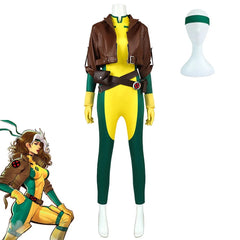 Cosplay X-Men Rogue Anna Marie Jumpsuits Coat Superhero Bodysuits Costumes Suits