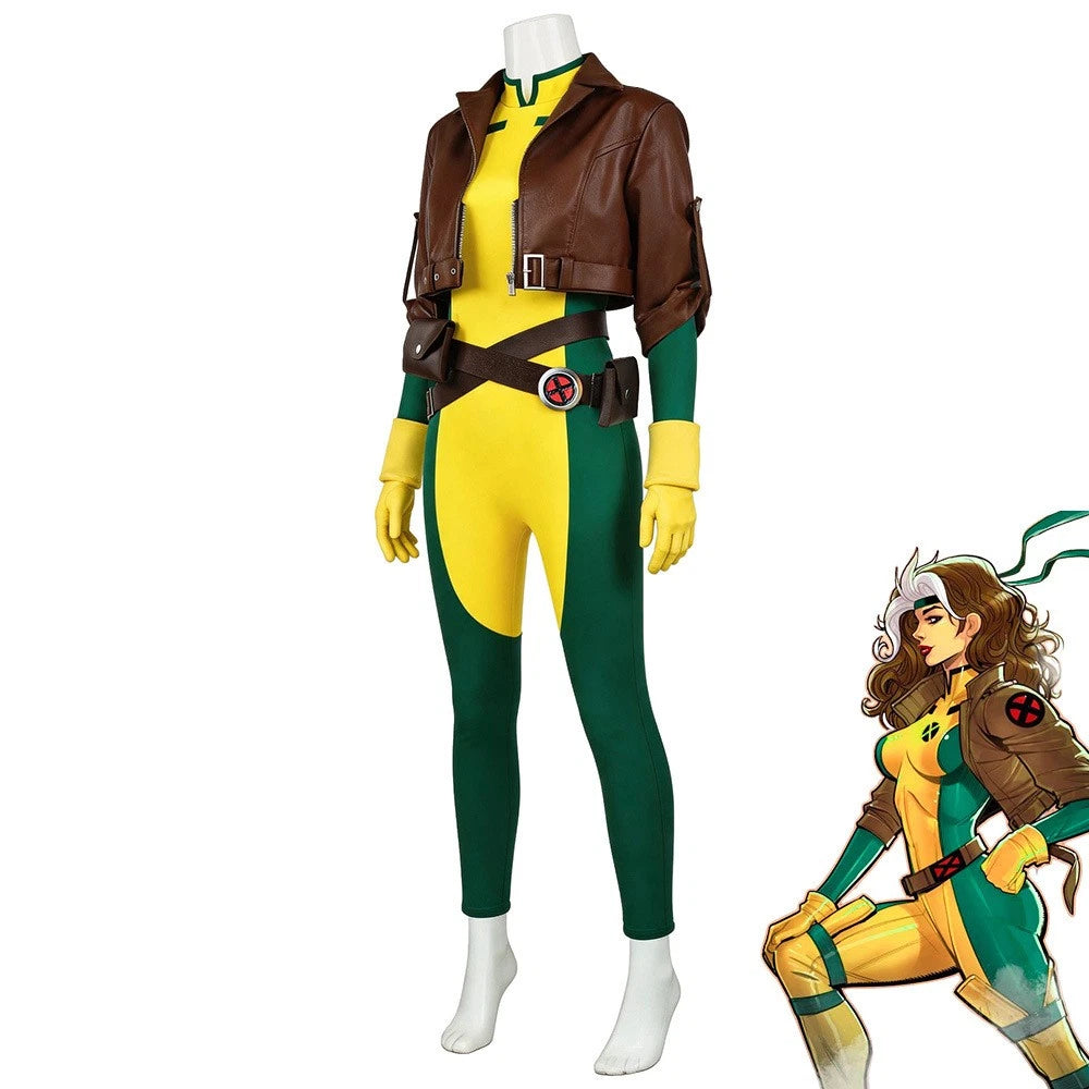 Cosplay X-Men Rogue Anna Marie Jumpsuits Coat Superhero Bodysuits Costumes Suits