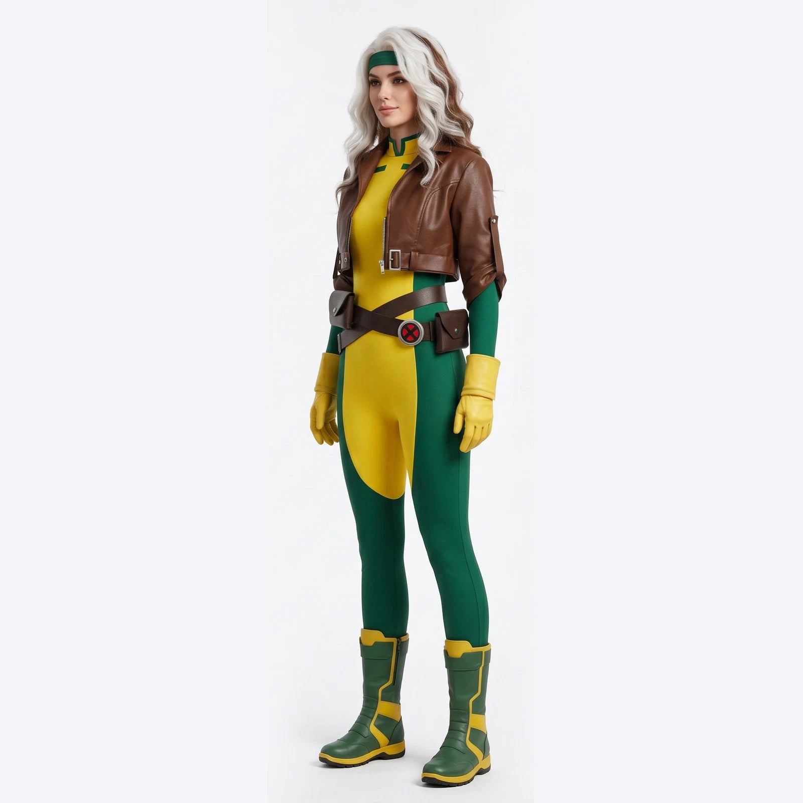 Cosplay X-Men Rogue Anna Marie Jumpsuits Coat Superhero Bodysuits Costumes Suits
