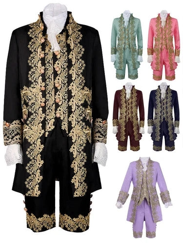 Cosplay Victorian Medieval Gothic Prince Embroidery Costumes Steampunk Suits