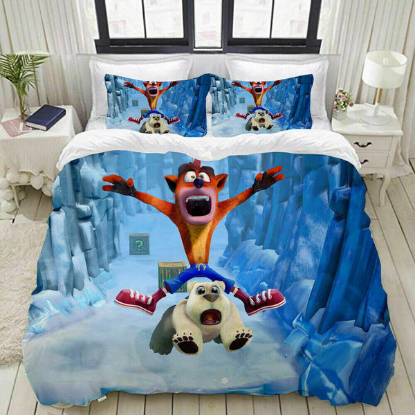 Crash Bandicoot Cosplay Bedding Set Duvet Cover Halloween Bed Sheets