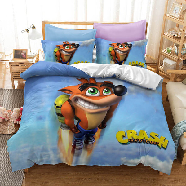 Crash Bandicoot Cosplay Bedding Set Duvet Cover Halloween Bed Sheets