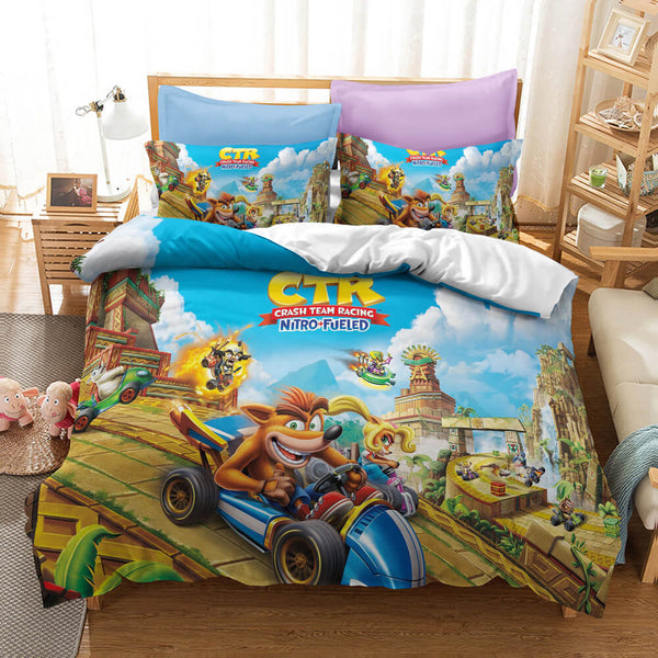 Crash Bandicoot Cosplay Bedding Set Duvet Cover Halloween Bed Sheets