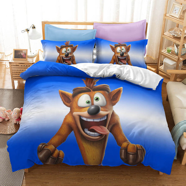 Crash Bandicoot Cosplay Bedding Set Duvet Cover Halloween Bed Sheets