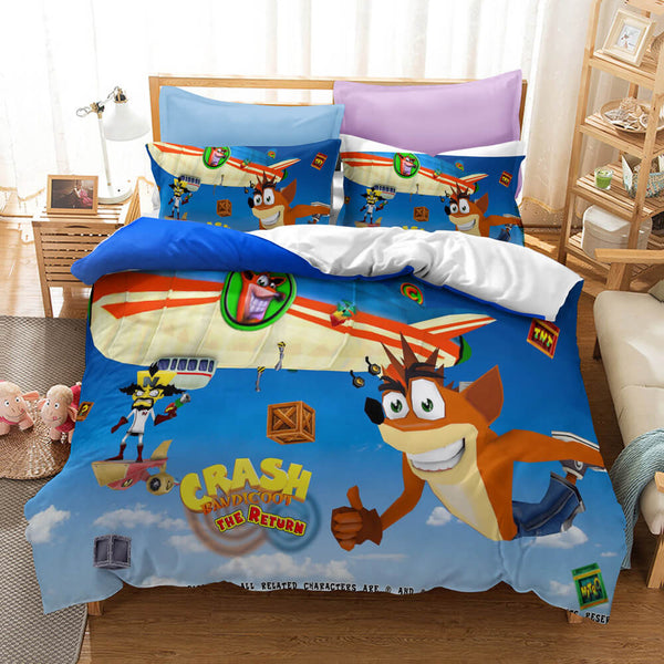 Crash Bandicoot Cosplay Bedding Set Duvet Cover Halloween Bed Sheets