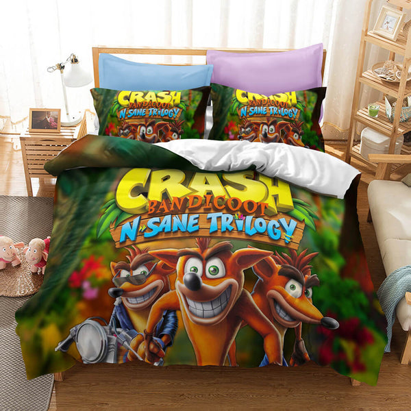 Crash Bandicoot Cosplay Bedding Set Duvet Cover Halloween Bed Sheets