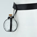 Dark Magic Potion Bottle Black Wizard Potions Glass Holder with Cork Stopper and Faux Leather Harness with Holster Loop