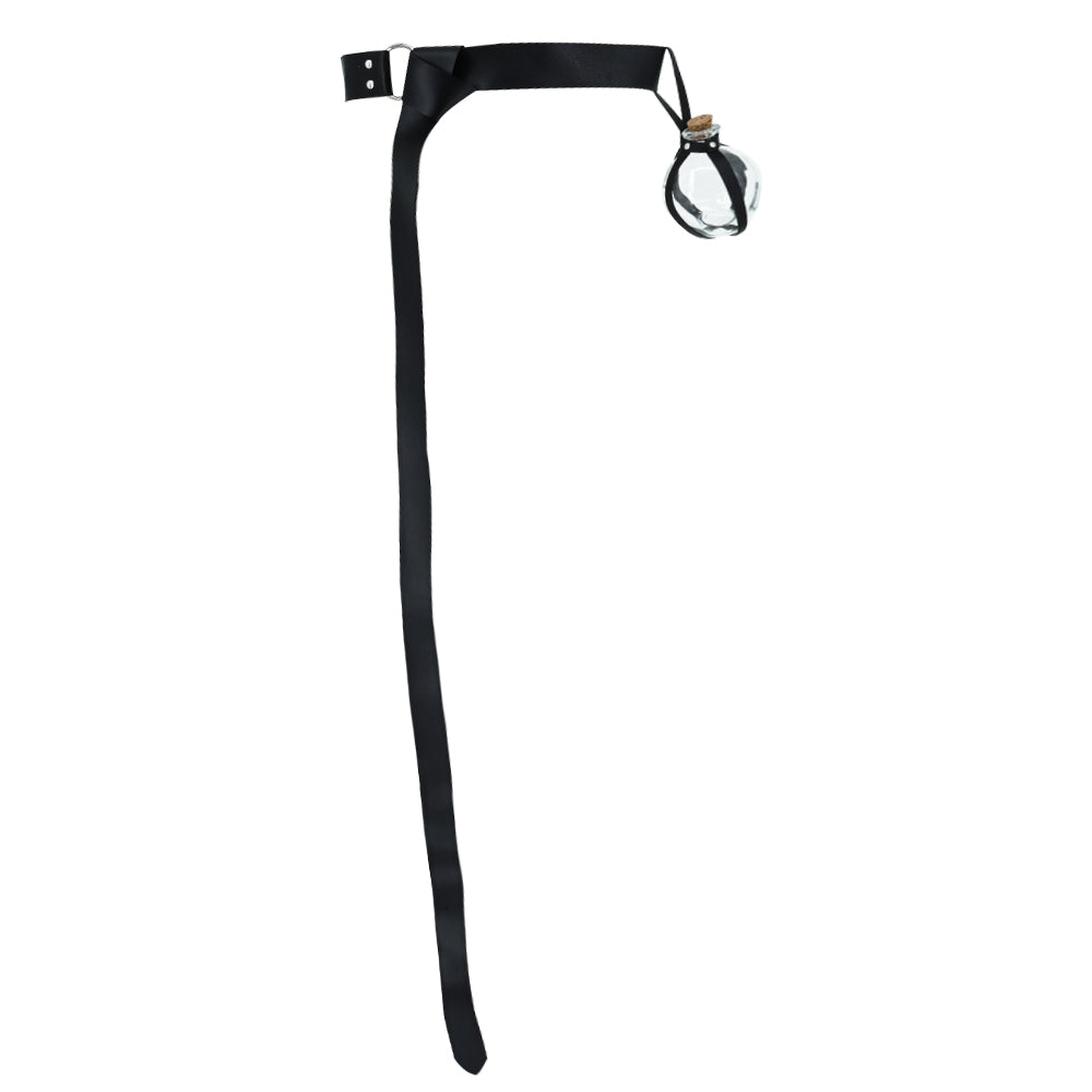 Dark Magic Potion Bottle Black Wizard Potions Glass Holder with Cork Stopper and Faux Leather Harness with Holster Loop