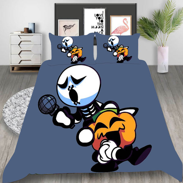 Friday Night Funkin Cosplay Bedding Set Duvet Cover Halloween Bed Sheets
