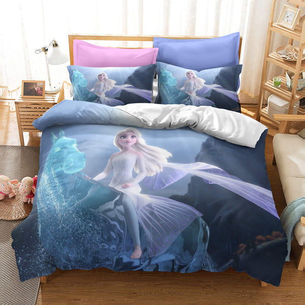 Frozen Elsa Anna Cosplay Duvet Cover Set Halloween Quilt Cover