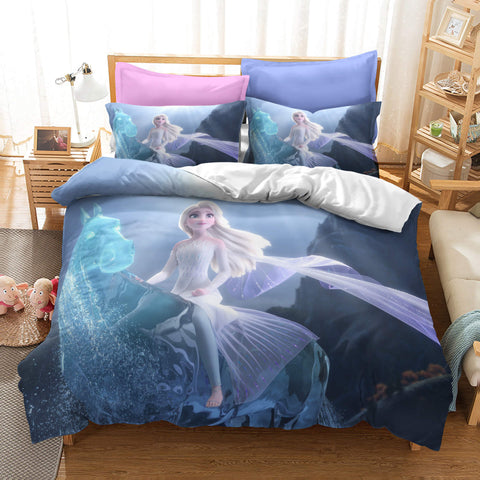 Frozen Elsa Anna Cosplay Duvet Cover Set Halloween Quilt Cover
