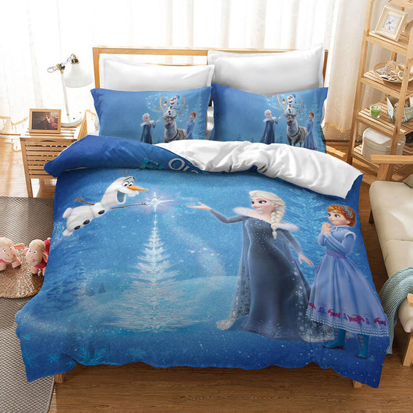 Frozen Elsa Anna Cosplay Duvet Cover Set Halloween Quilt Cover