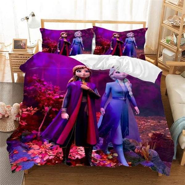 Frozen Elsa Anna Cosplay Duvet Cover Set Halloween Quilt Cover