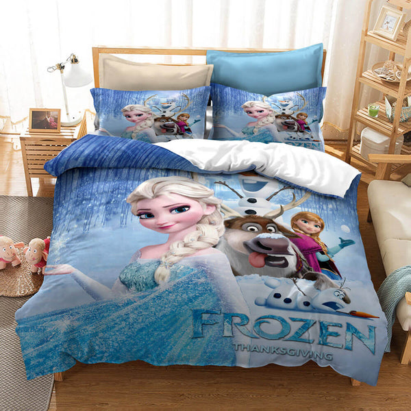 Frozen Elsa Anna Cosplay Duvet Cover Set Halloween Quilt Cover