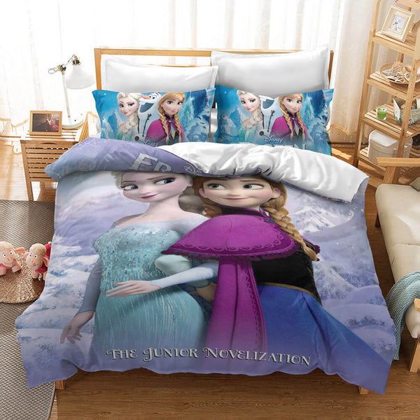 Frozen Elsa Anna Cosplay Duvet Cover Set Halloween Quilt Cover