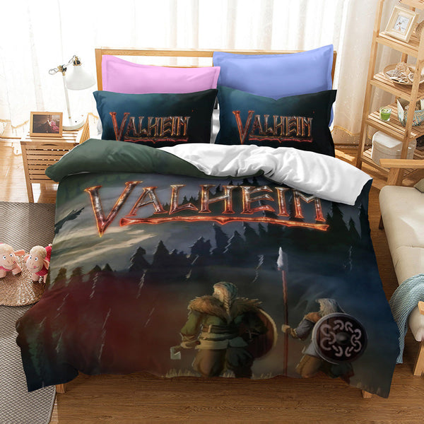 Game Valheim Cosplay Bedding Set Duvet Cover Halloween Bed Sheets