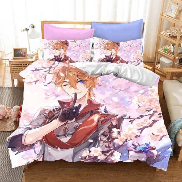 Genshin Impact Cosplay Bedding Set Duvet Cover Halloween Bed Sheets