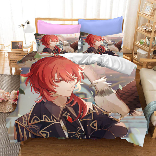 Genshin Impact Cosplay Bedding Set Duvet Cover Halloween Bed Sheets