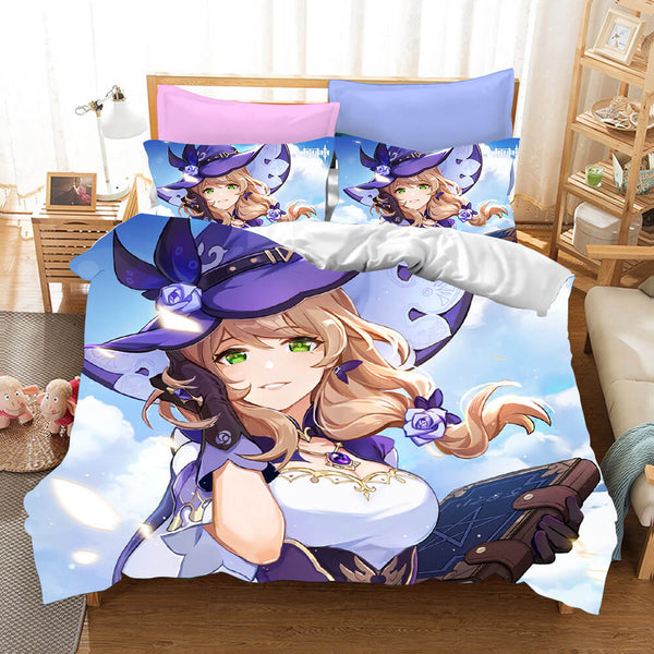Genshin Impact Cosplay Bedding Set Duvet Cover Halloween Bed Sheets