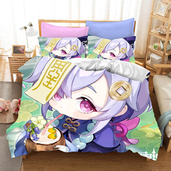 Genshin Impact Cosplay Bedding Set Duvet Cover Halloween Bed Sheets