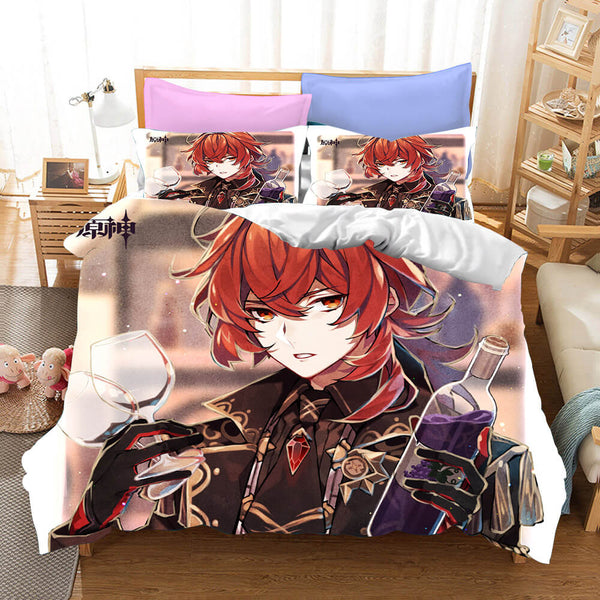 Genshin Impact Cosplay Bedding Set Duvet Cover Halloween Bed Sheets