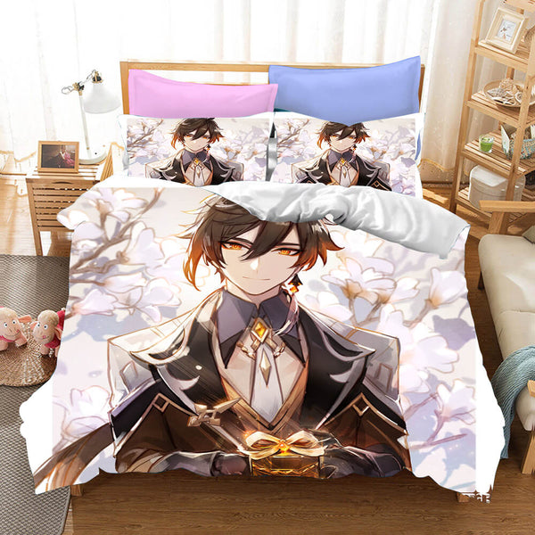 Genshin Impact Cosplay Bedding Set Duvet Cover Halloween Bed Sheets