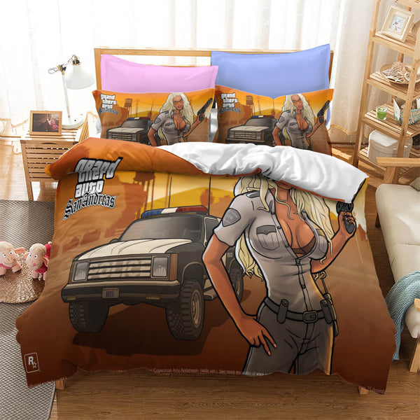 Grand Theft Auto Cosplay Bedding Duvet Cover Halloween Sheets Bed Set