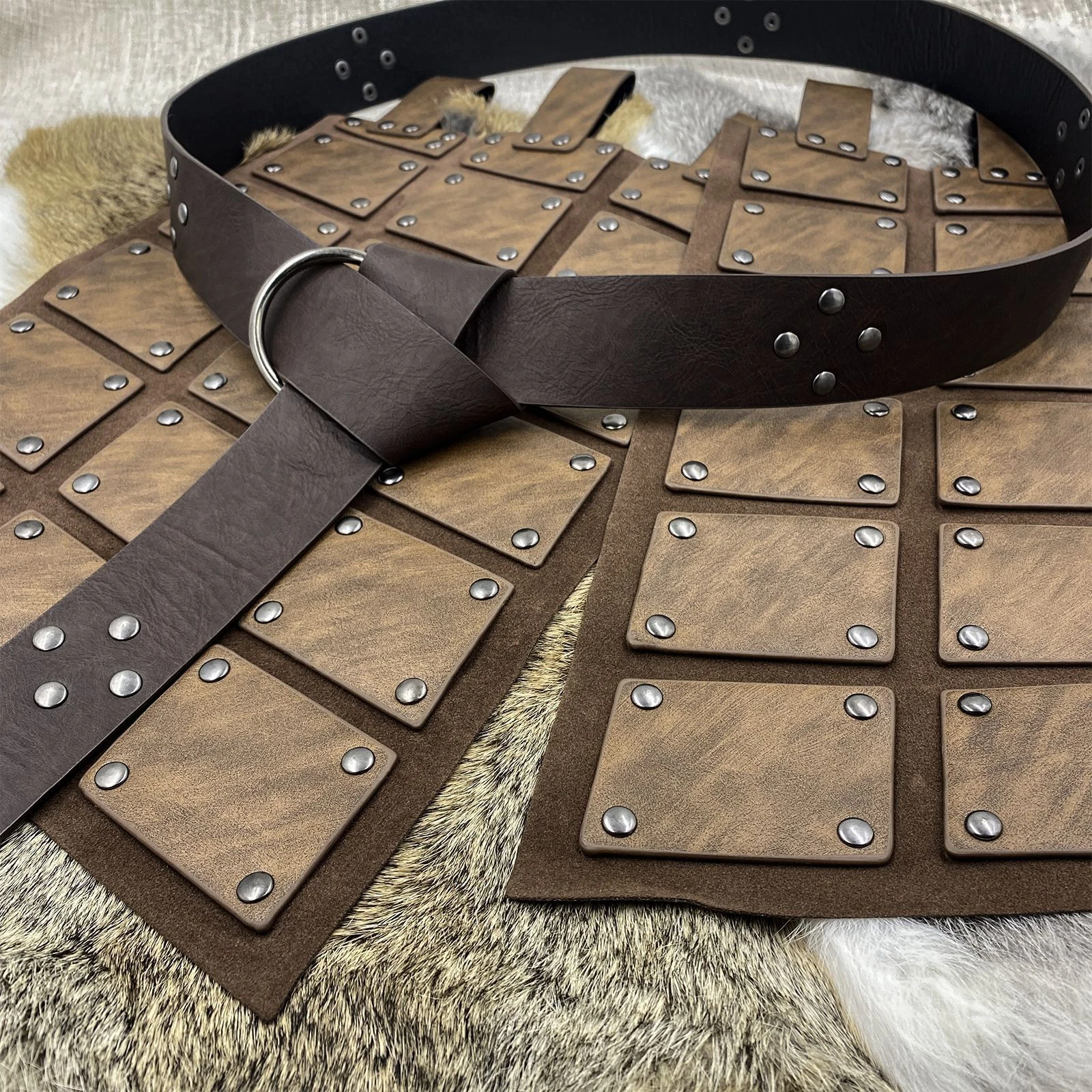 Halloween Medieval Viking Knight Waist Armor Leather Corset Tassets Belt Costume
