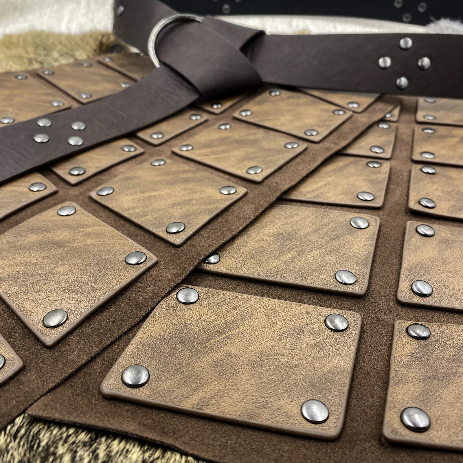 Halloween Medieval Viking Knight Waist Armor Leather Corset Tassets Belt Costume