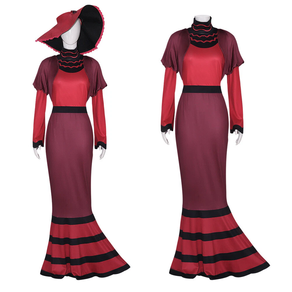 Hazbin Hotel Rosie Formal Dress Hat Costumes Halloween Cosplay Masquerade Suits
