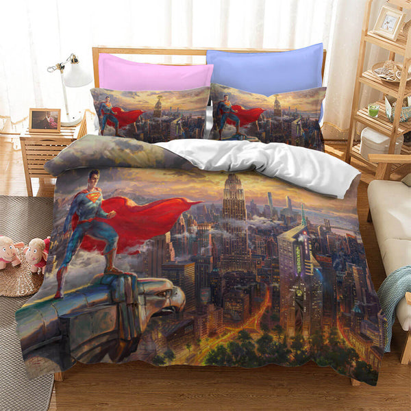 Justice League Batman Superman Cosplay Bedding Set Duvet Cover Halloween Sheets