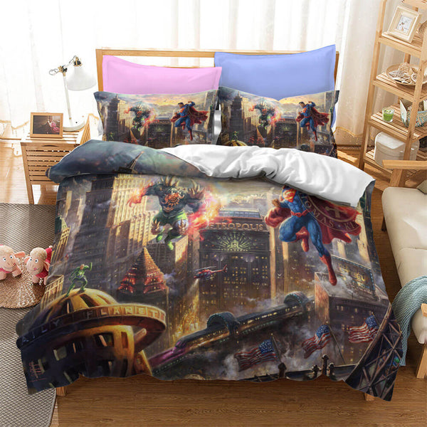 Justice League Batman Superman Cosplay Bedding Set Duvet Cover Halloween Sheets