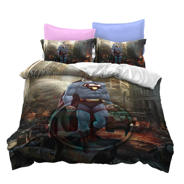 Justice League Batman Superman Cosplay Bedding Set Duvet Cover Halloween Sheets