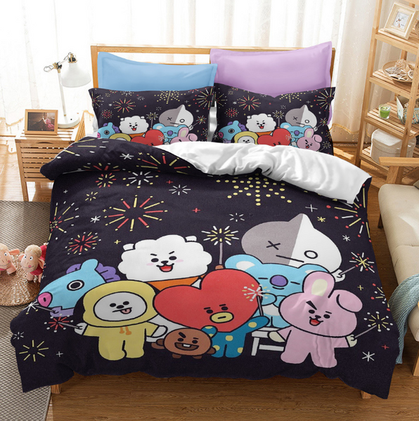 LINE HELLO BT21 Cosplay Bedding Sets Duvet Cover Halloween Comforter Sets