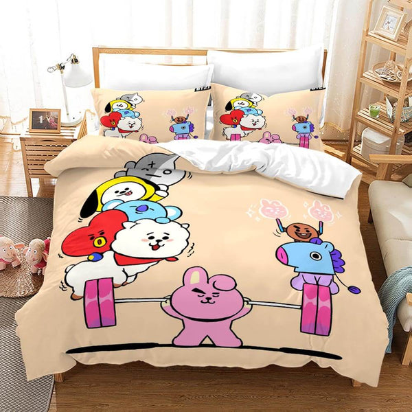 LINE HELLO BT21 Cosplay Bedding Sets Duvet Cover Halloween Comforter Sets