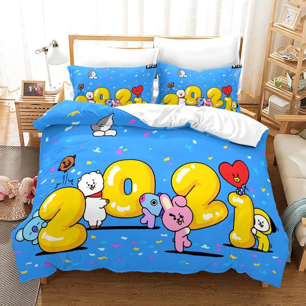 LINE HELLO BT21 Cosplay Bedding Sets Duvet Cover Halloween Comforter Sets