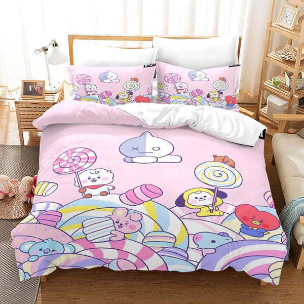 LINE HELLO BT21 Cosplay Bedding Sets Duvet Cover Halloween Comforter Sets