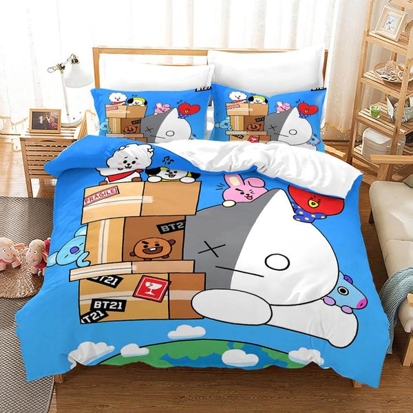 LINE HELLO BT21 Cosplay Bedding Sets Duvet Cover Halloween Comforter Sets