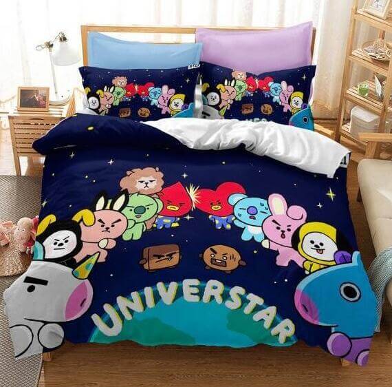 LINE HELLO BT21 Cosplay Bedding Sets Duvet Cover Halloween Comforter Sets