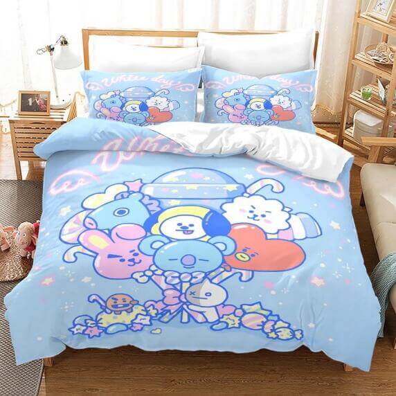 LINE HELLO BT21 Cosplay Bedding Sets Duvet Cover Halloween Comforter Sets