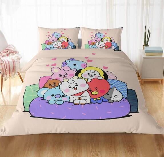 LINE HELLO BT21 Cosplay Bedding Sets Duvet Cover Halloween Comforter Sets
