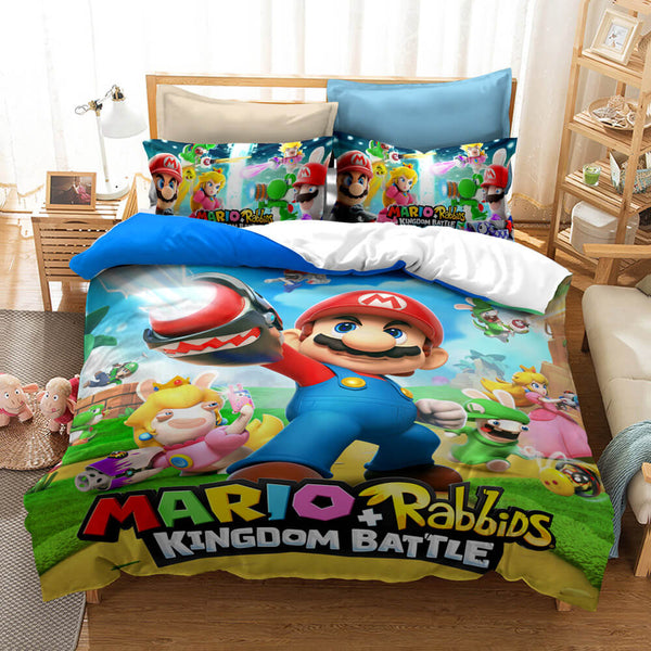 Mario Bros Cosplay Bedding Set Duvet Cover Halloween Bed Sheets